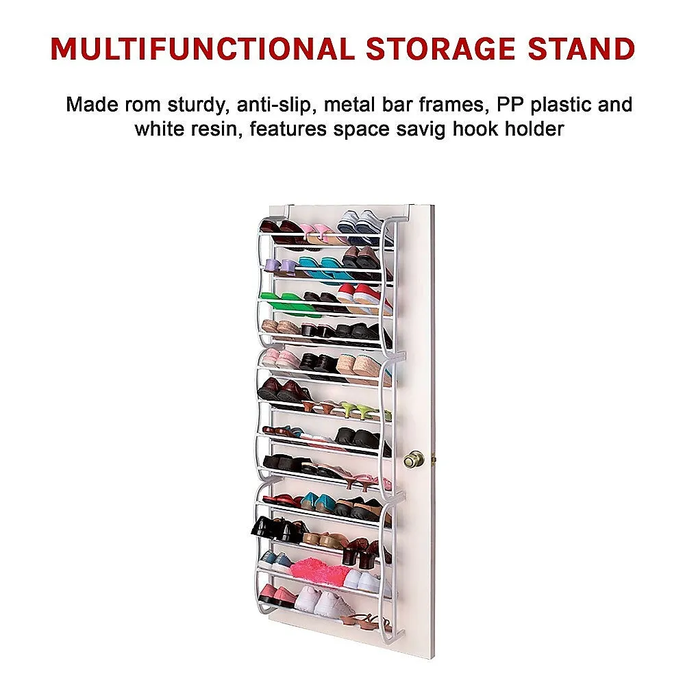 36 Pair Over-the-Door Shoe Organiser, White, Plastic/Metal