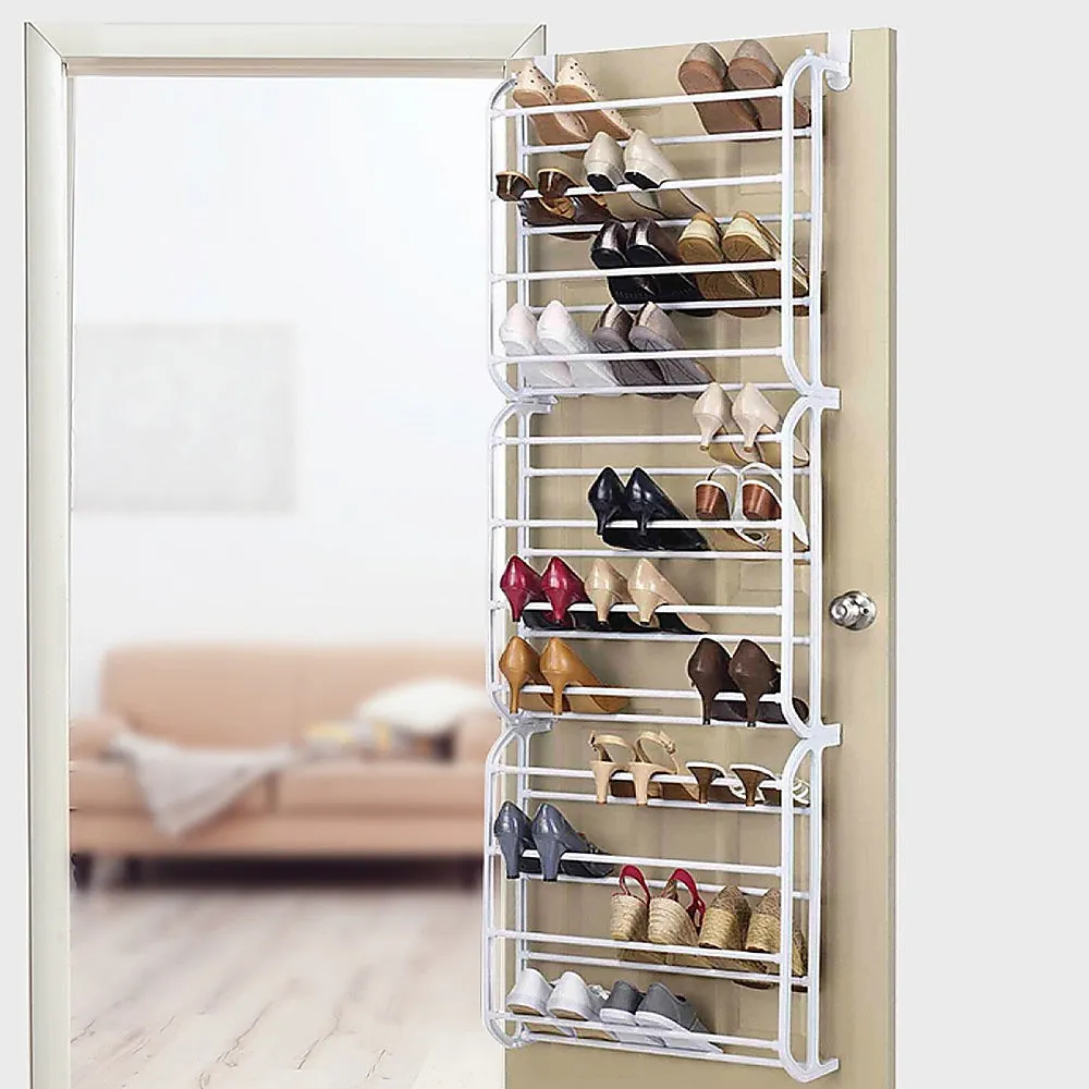 36 Pair Over-the-Door Shoe Organiser, White, Plastic/Metal