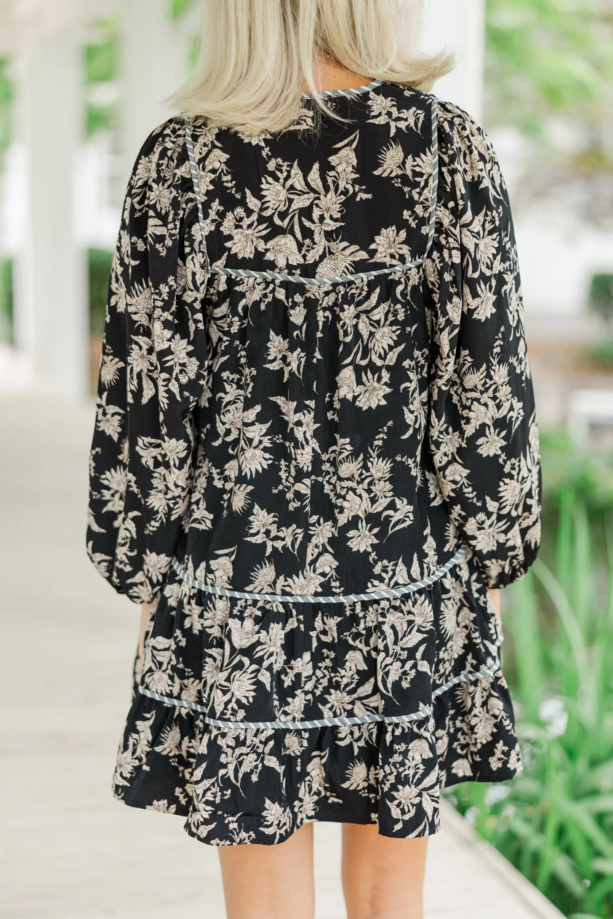 All That You Need Black Floral Dress