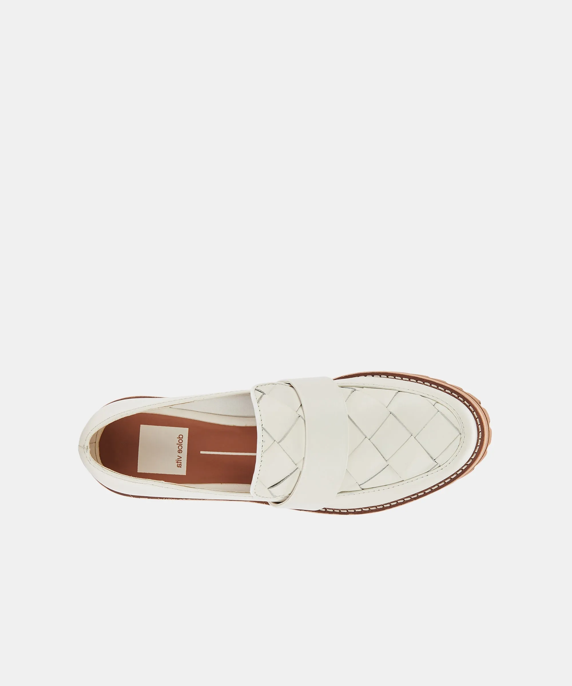 AUBREE WOVEN FLATS WHITE LEATHER re:vita