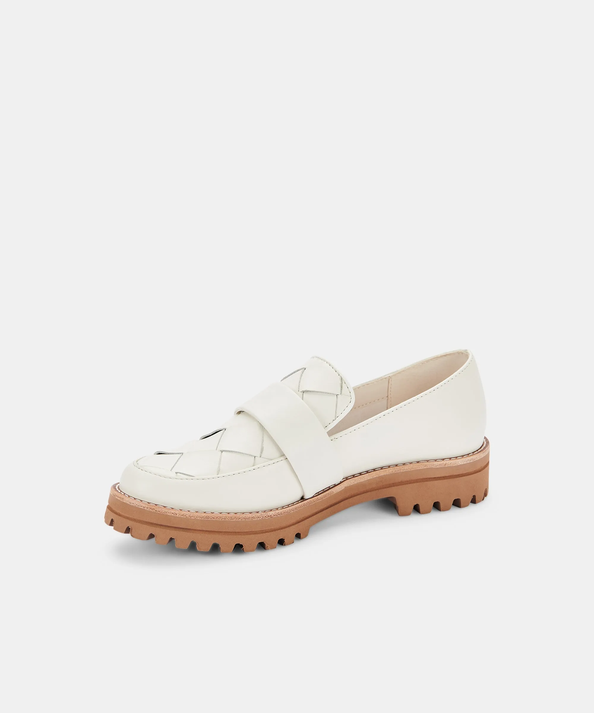 AUBREE WOVEN FLATS WHITE LEATHER re:vita