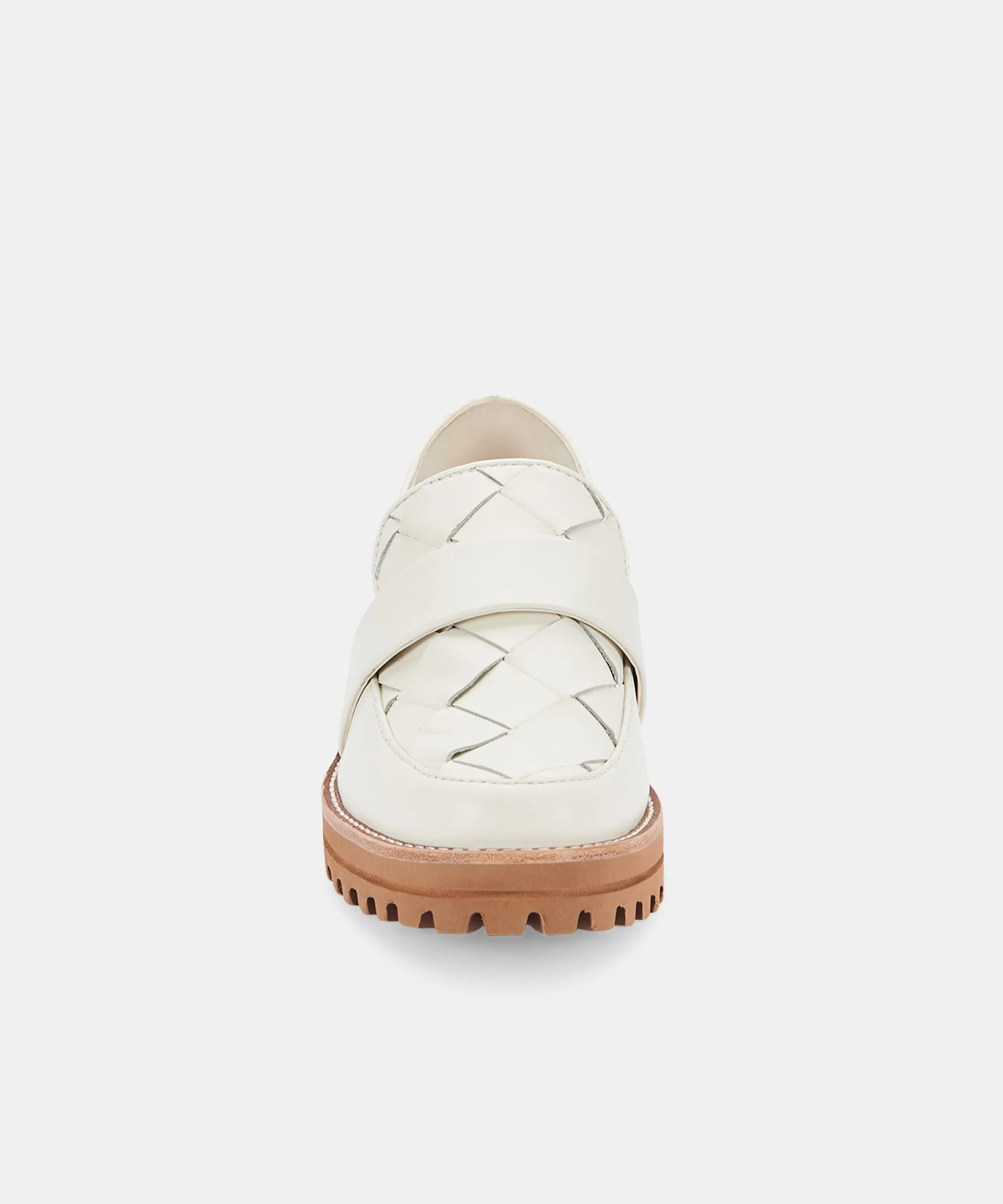 AUBREE WOVEN FLATS WHITE LEATHER re:vita