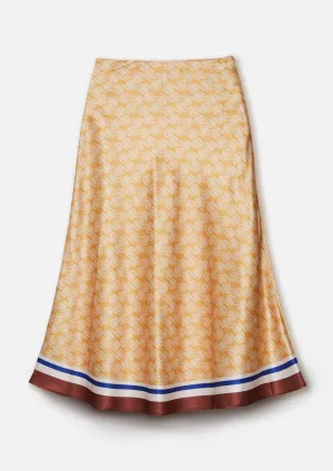 Beachside Oasis Print Satin Skirt