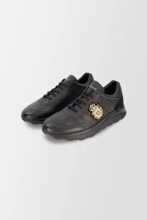 Billionaire Gold Crest Black Sneakers