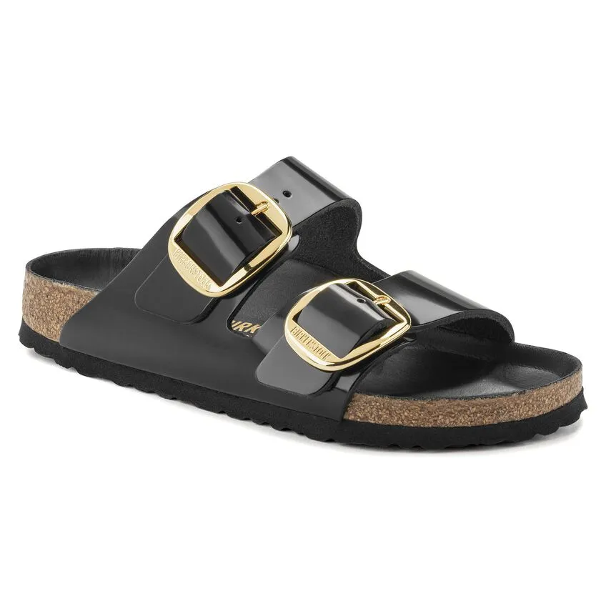 Birkenstock Women's Arizona Big Buckle Natural Leather Patent (Black - Narrow Fit)