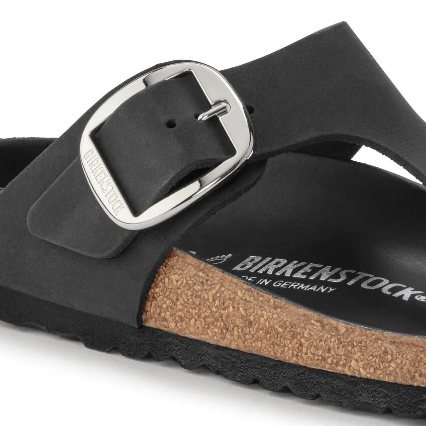 Birkenstock Women's Gizeh Big Buckle Oiled Leather (Black - Wide Feet)