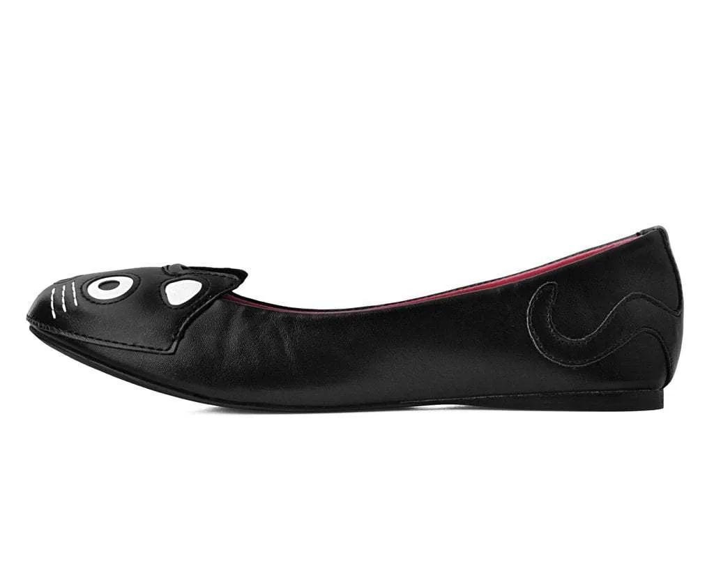 Black Nappa PU Kitty Flat