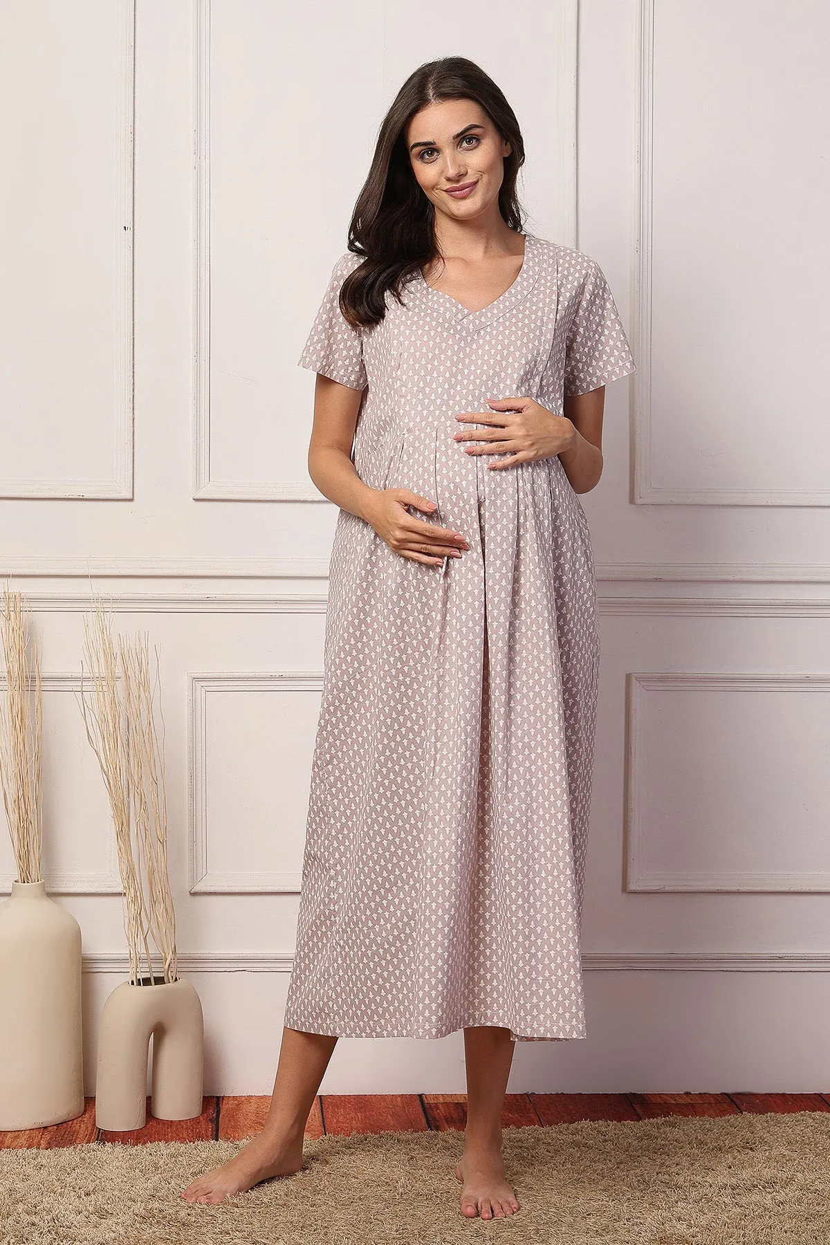 Blush Dream Cotton Feeding Maternity Maxi