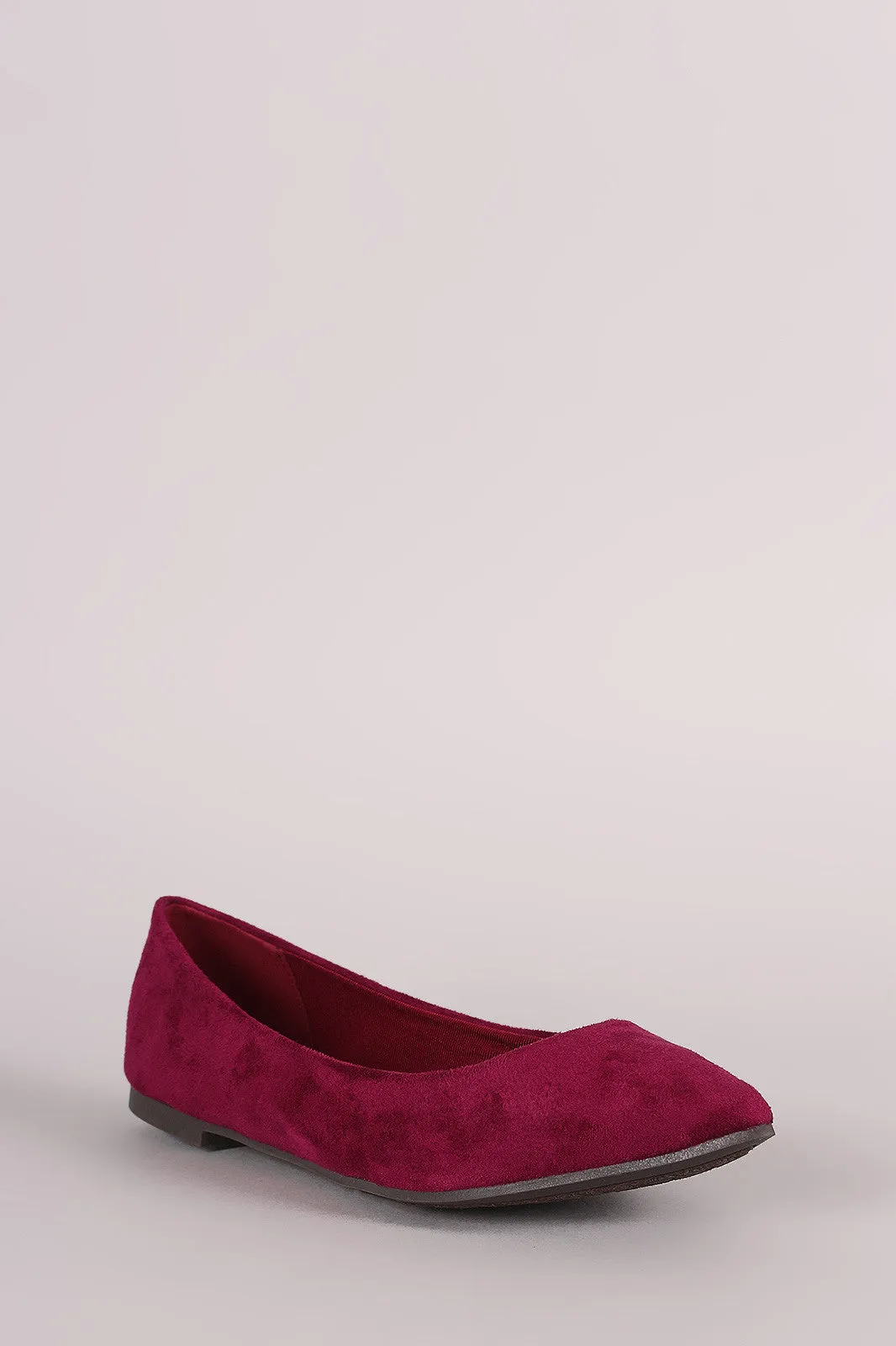 Breckelle Vegan Suede Pointy Toe Flats