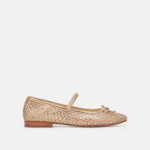 CARIN RAFFIA BALLET FLATS GOLD RAFFIA