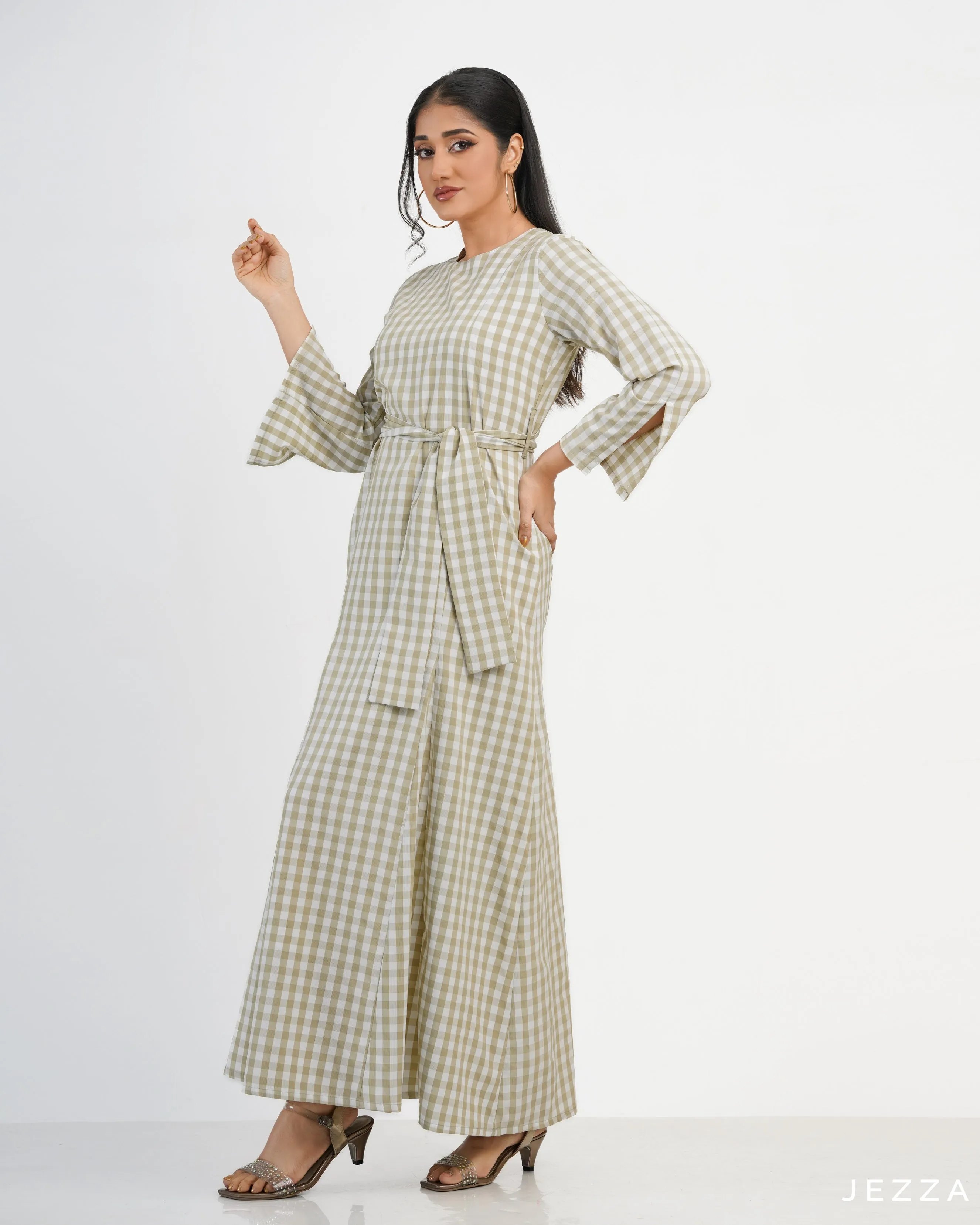 Checked Polyester A Line Dress 58802