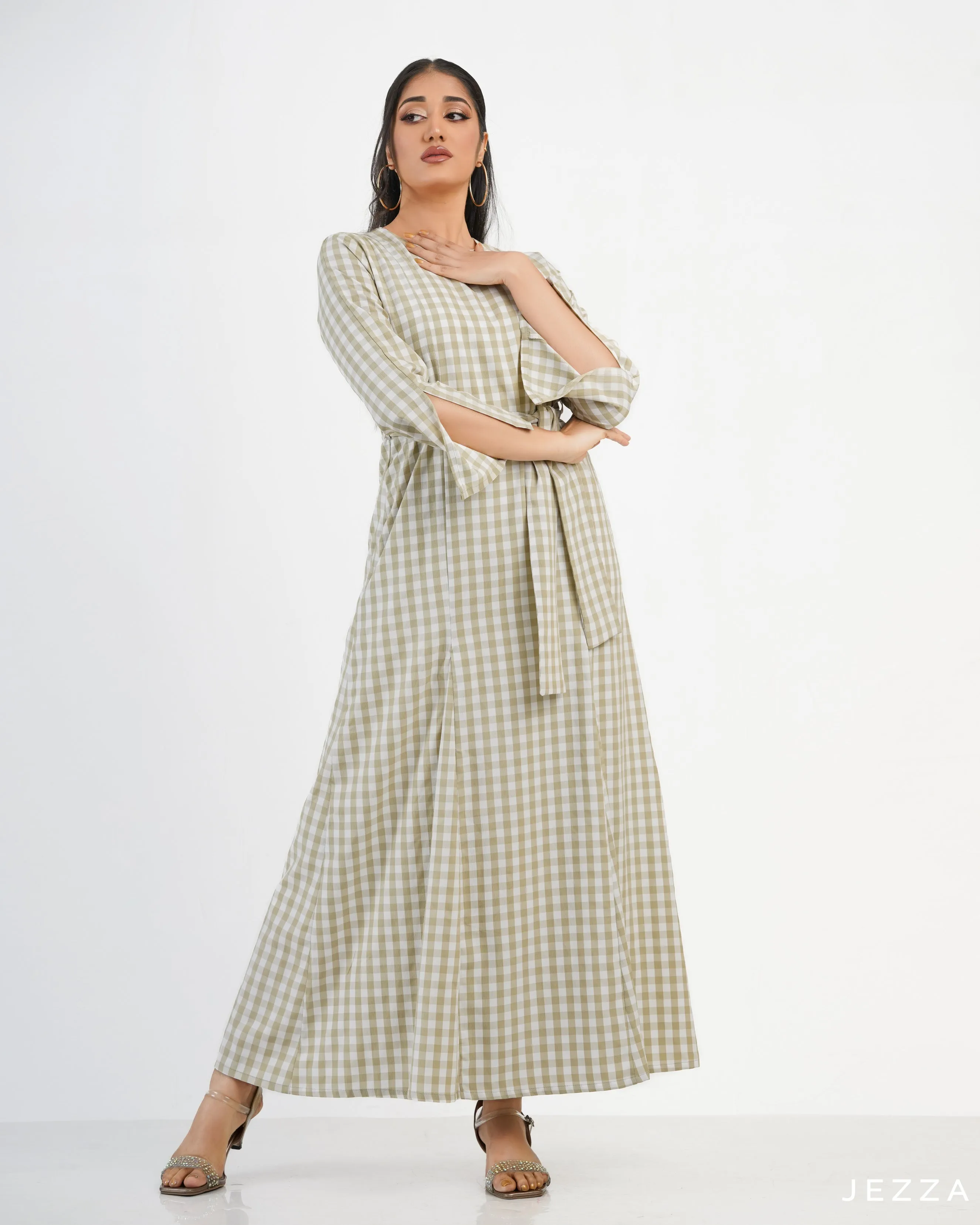 Checked Polyester A Line Dress 58802