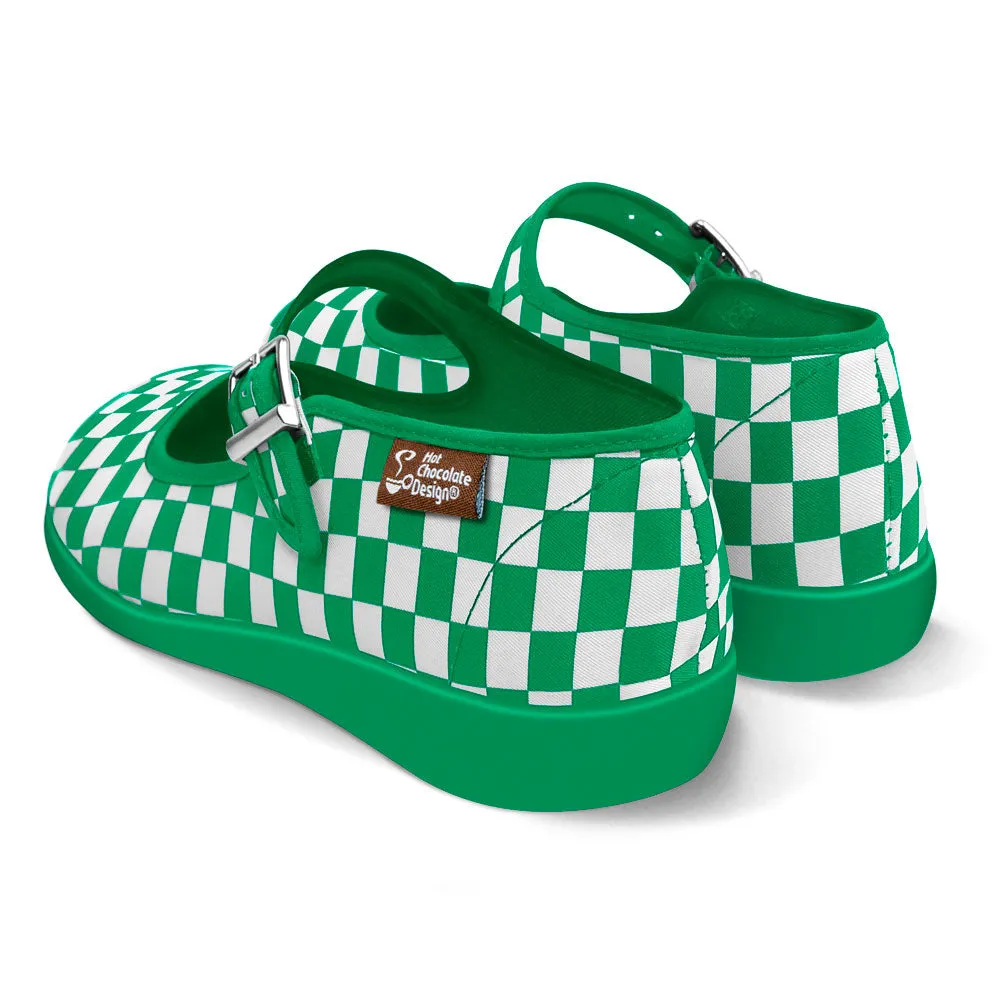 Chocolaticas® Checkers Green Women's Mary Jane Flat