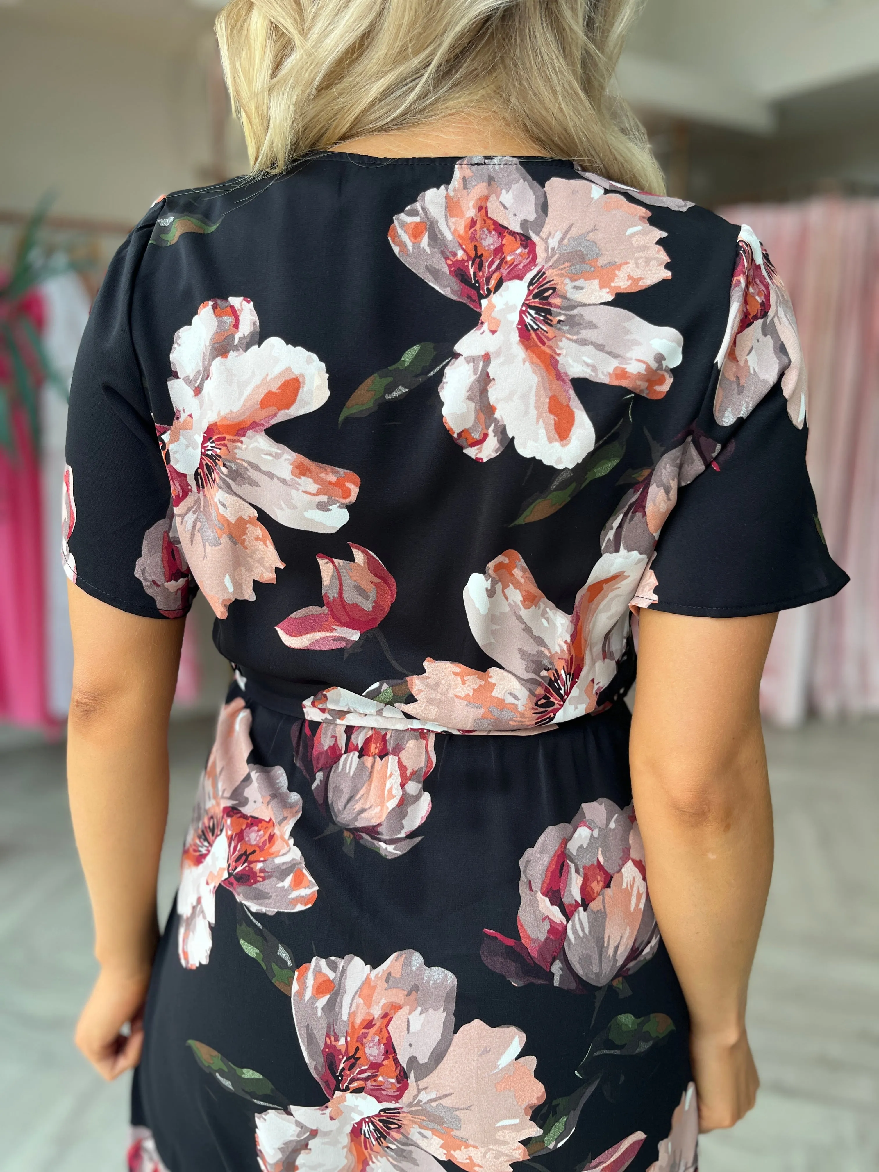 Farrah Floral Dress Black