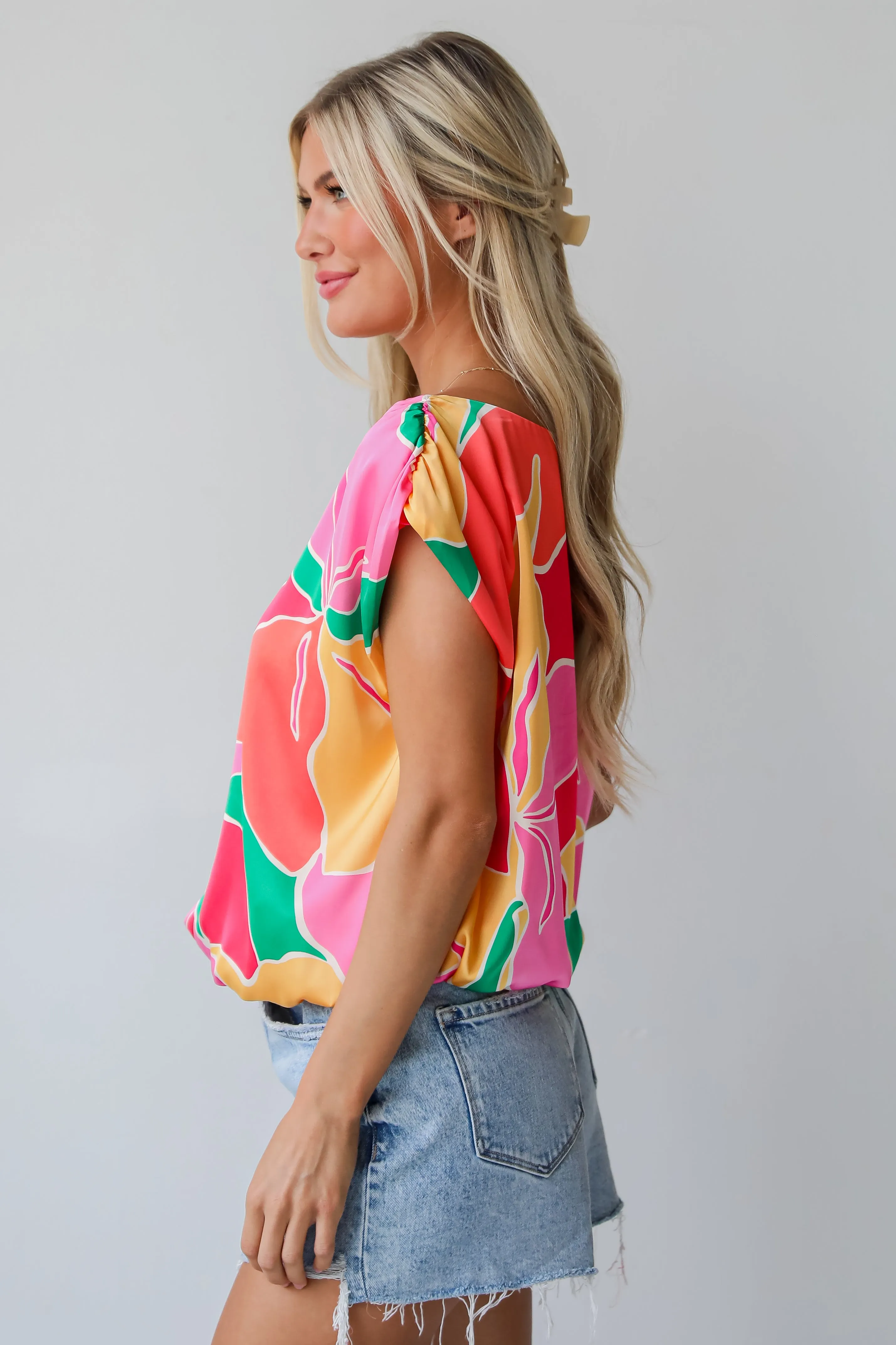 FINAL SALE - Sunny Day Outing Pink Satin Blouse