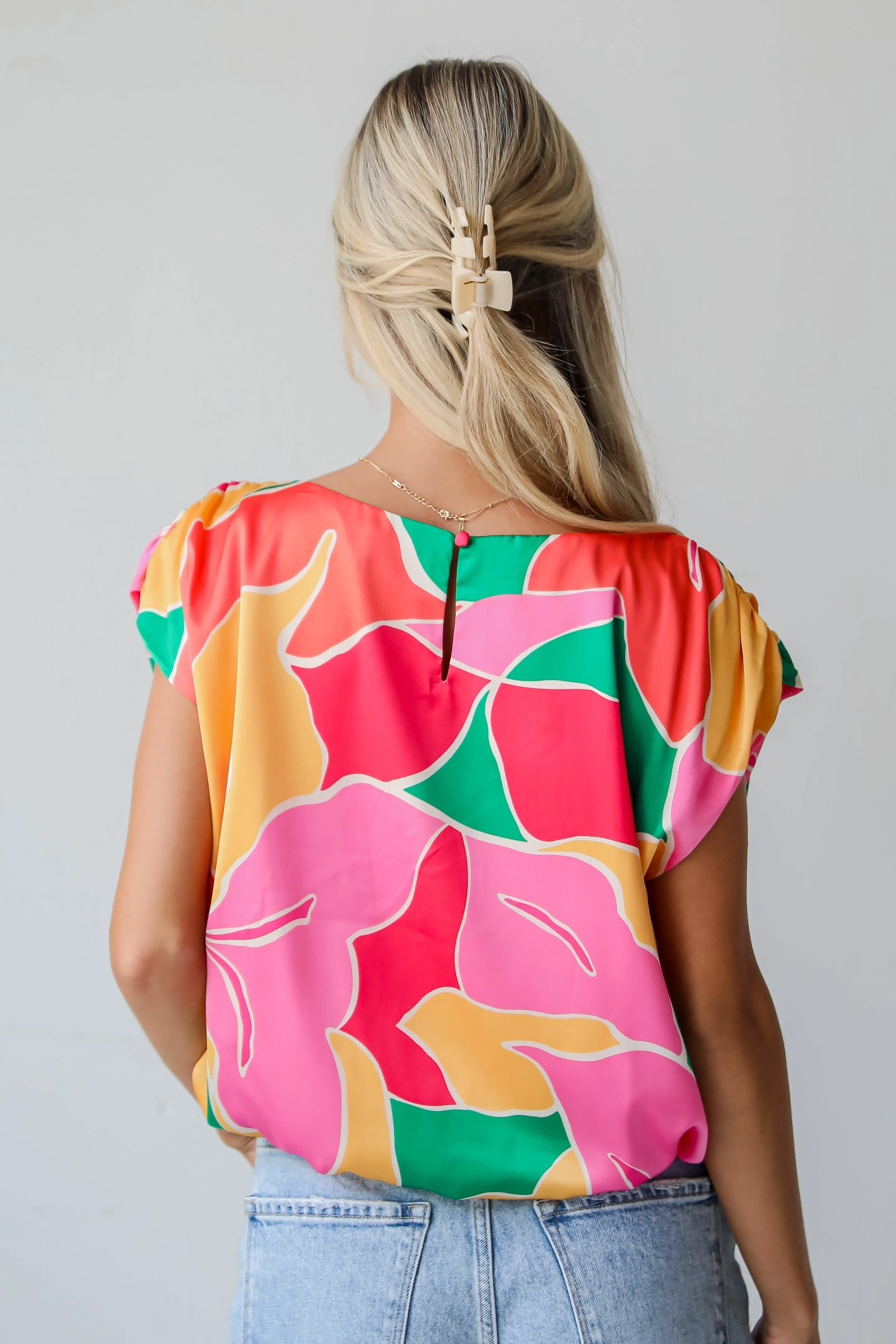 FINAL SALE - Sunny Day Outing Pink Satin Blouse