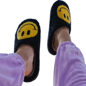 Fuzzy Smiley Face Slippers