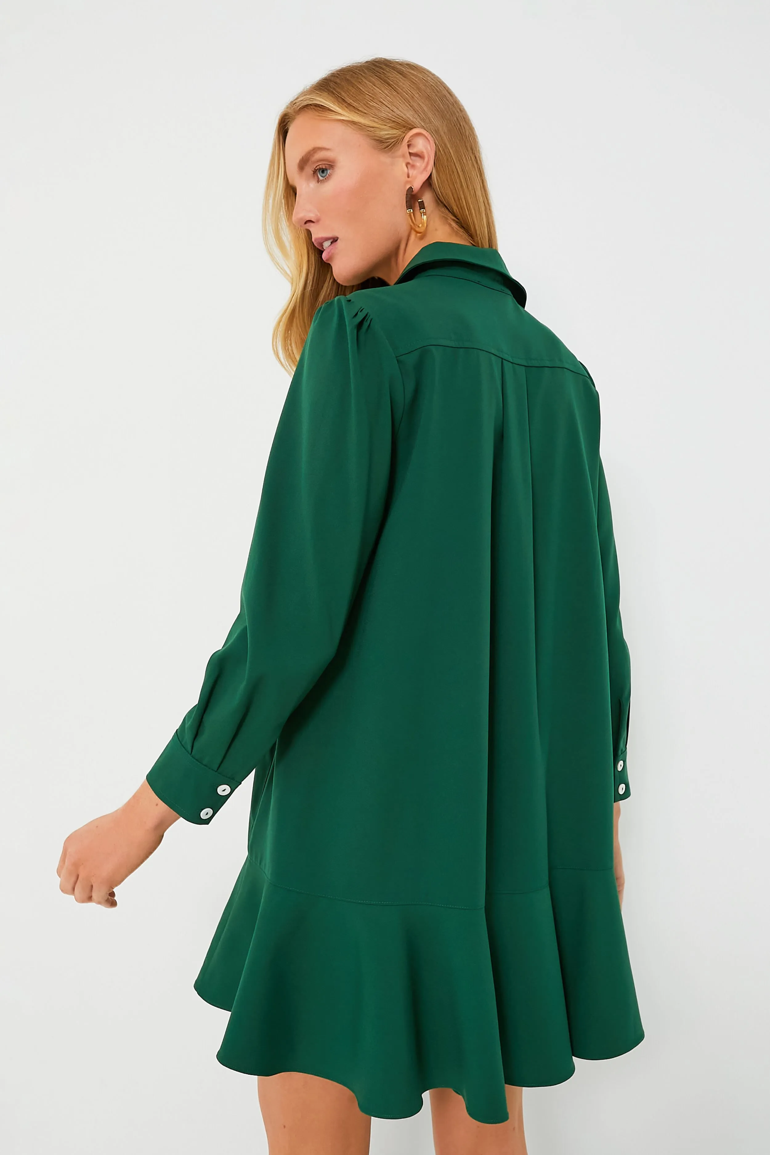 Hunter Green Crepe Callahan Dress