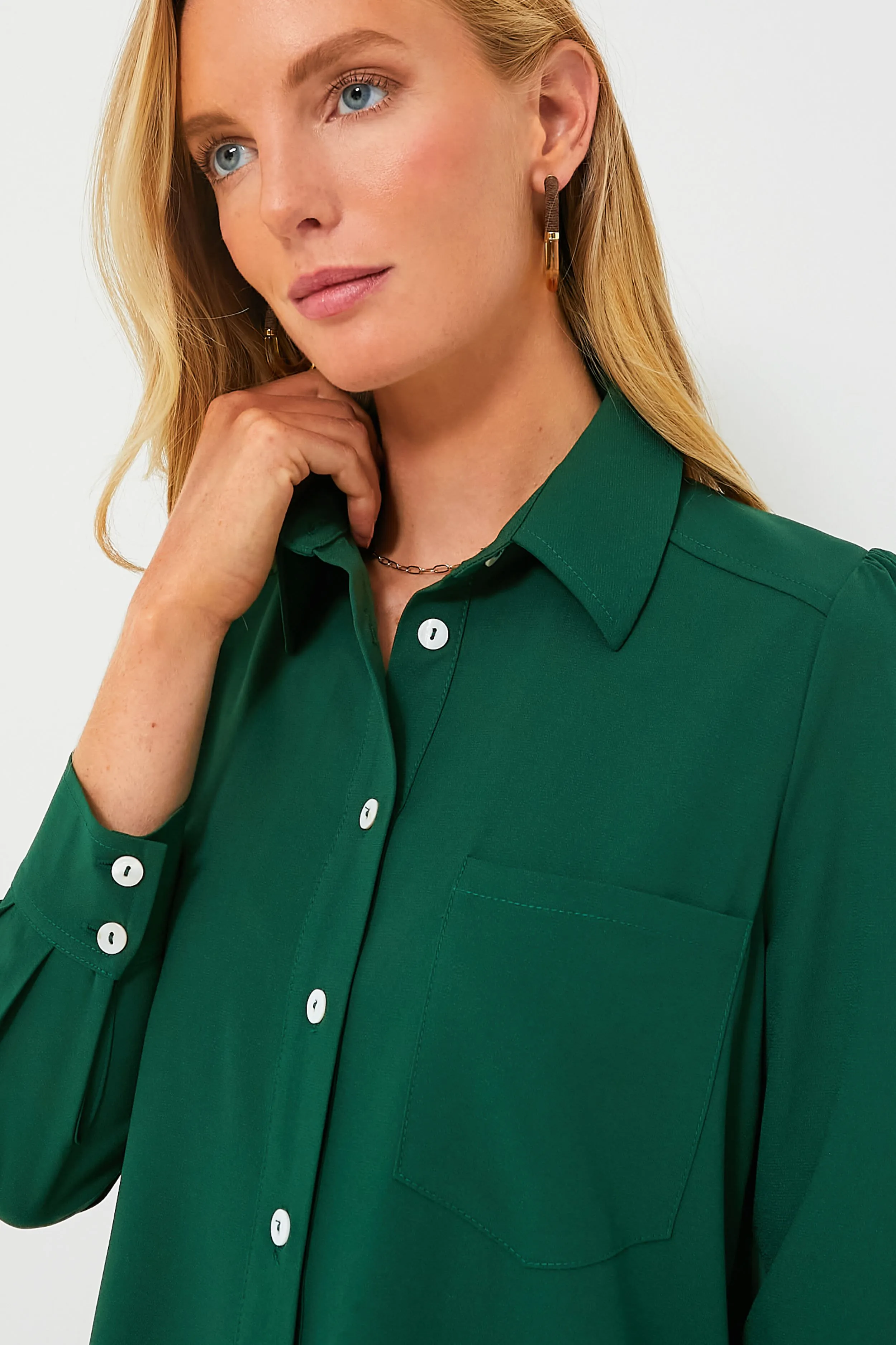 Hunter Green Crepe Callahan Dress