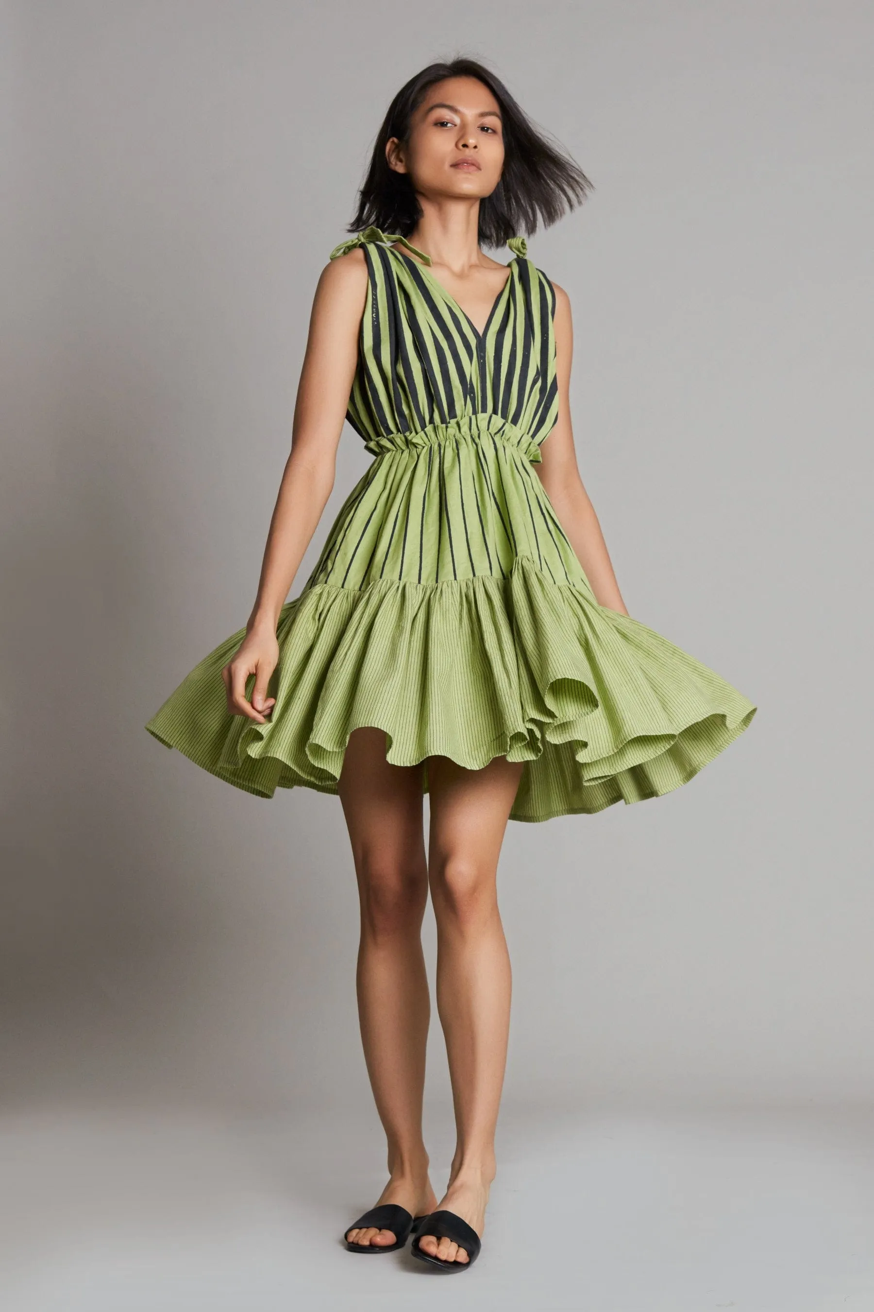 Lakeerein Green Frill Dress (Ready to Ship)