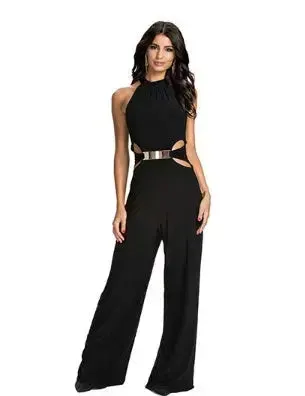 Long-sleeved High-Neck flared Jumpsuit