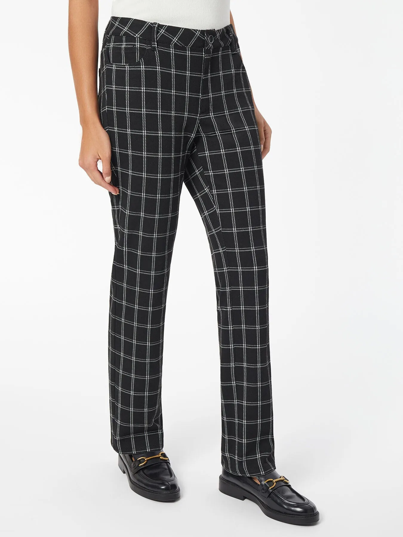 Plaid Lexington Straight-Leg Ponte Pant