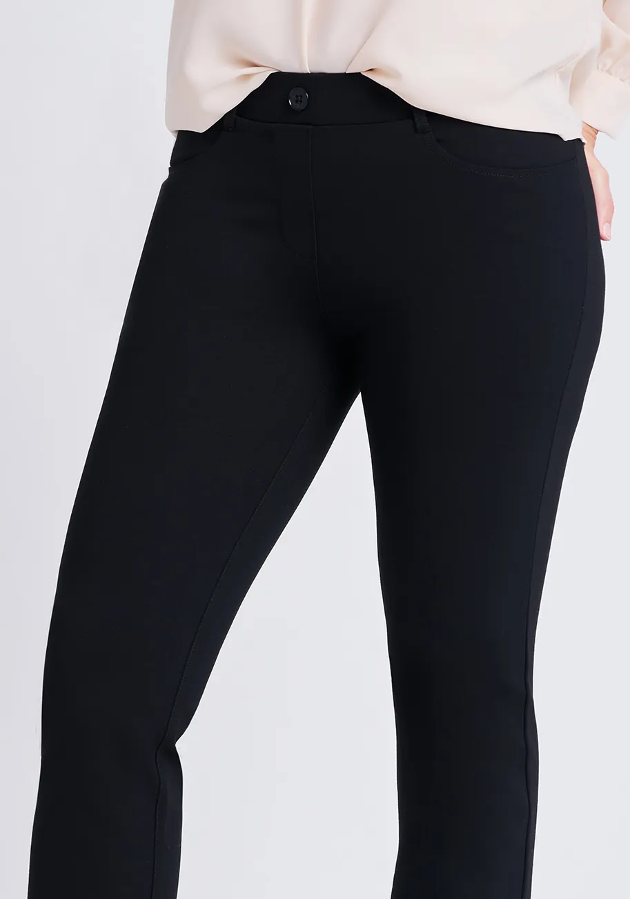 Straight-Leg | 7-Pocket Dress Pant Yoga Pants (Black)