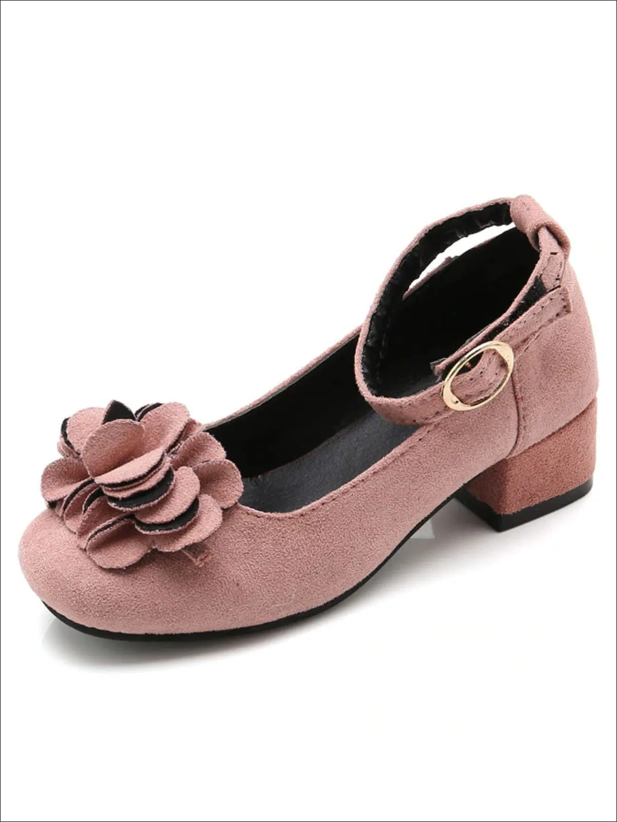 Suede Flower Embellished Flats By Liv and Mia