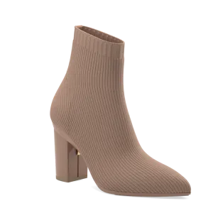 The Bootie - Latte Knit   Block Heel Kit 4 Latte