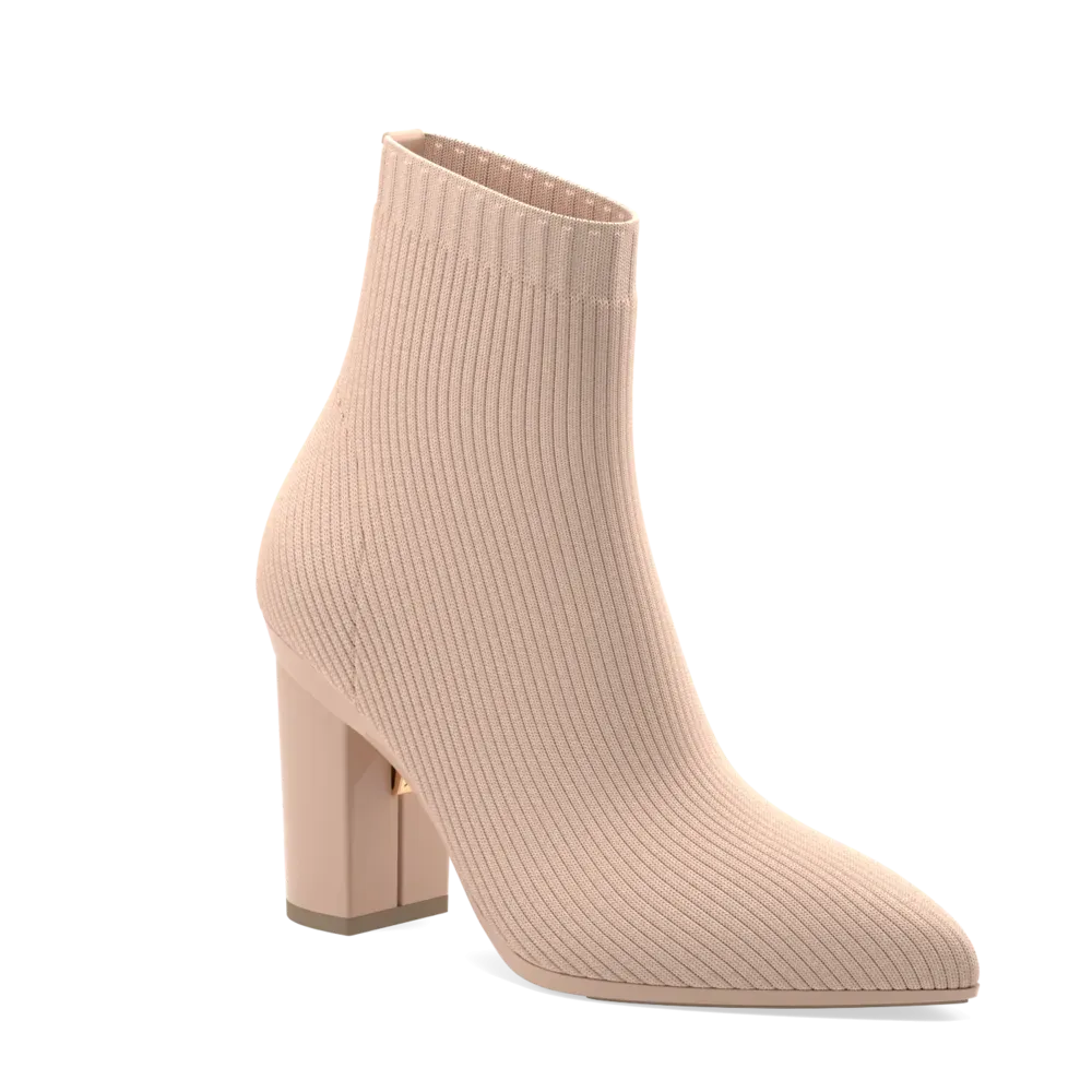 The Bootie - Sand Knit   Block Heel Kit 4 Sand - FINAL SALE