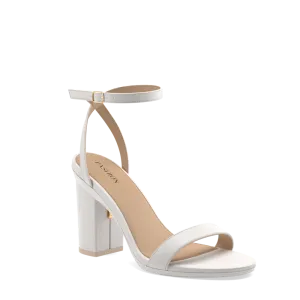 The Brenna - White Leather   Block Heel Kit 4 White