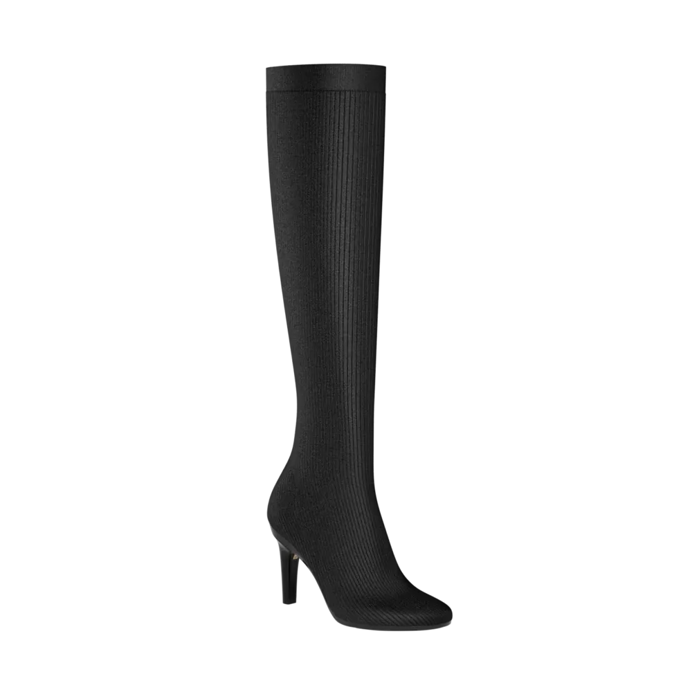 The Joanna Knee High Boot - Coal Knit 4 Stiletto