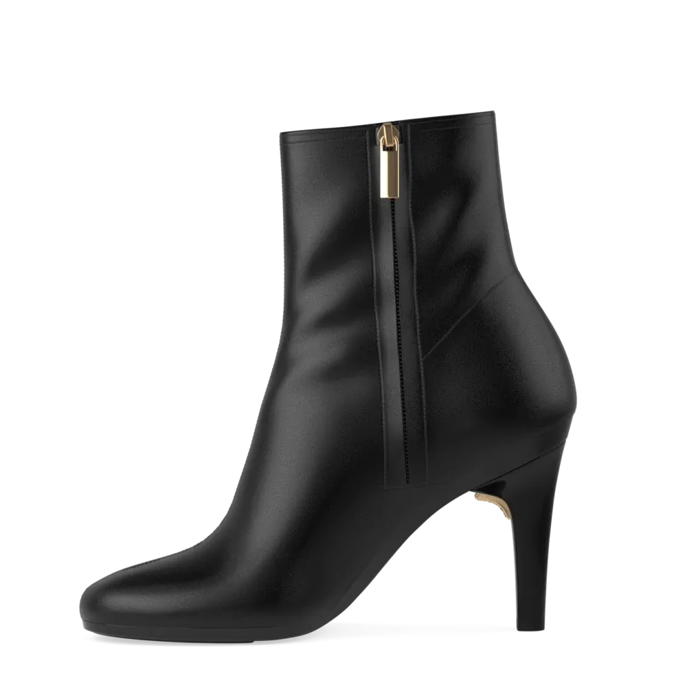 The Josie Bootie - Coal Stretch Leather 4 Stiletto