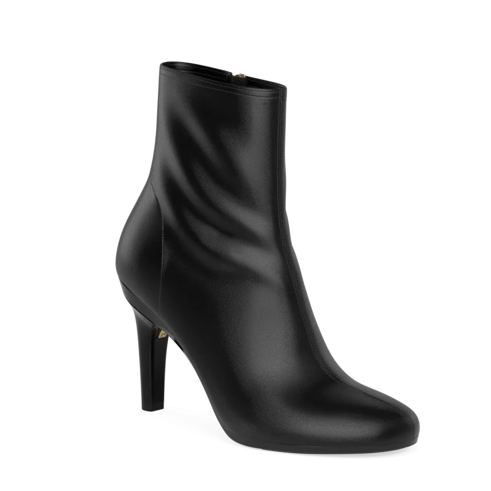 The Josie Bootie - Coal Stretch Leather 4 Stiletto