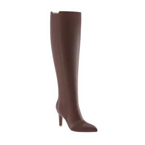 The Knee High Boot Walnut Leather   Stiletto Heel Kit 4 Walnut